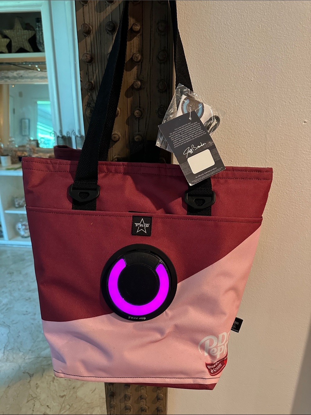 NWT Frío Two-Tone Pink Cooler Bag with Bluetooth speaker Dr. Pepper Themed